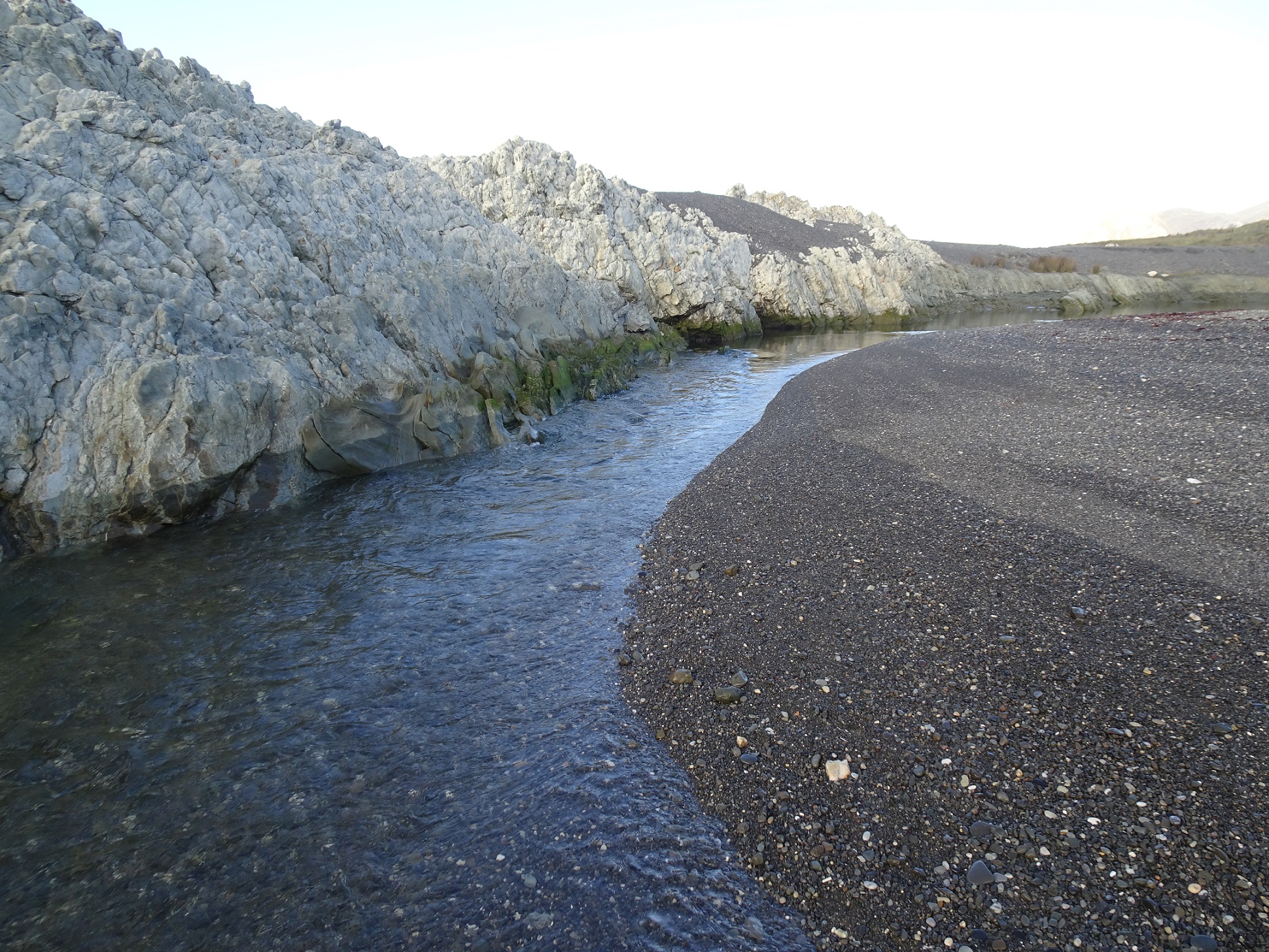 Mouth of Flaxbourne River four weeks ago, a couple of metres wide.