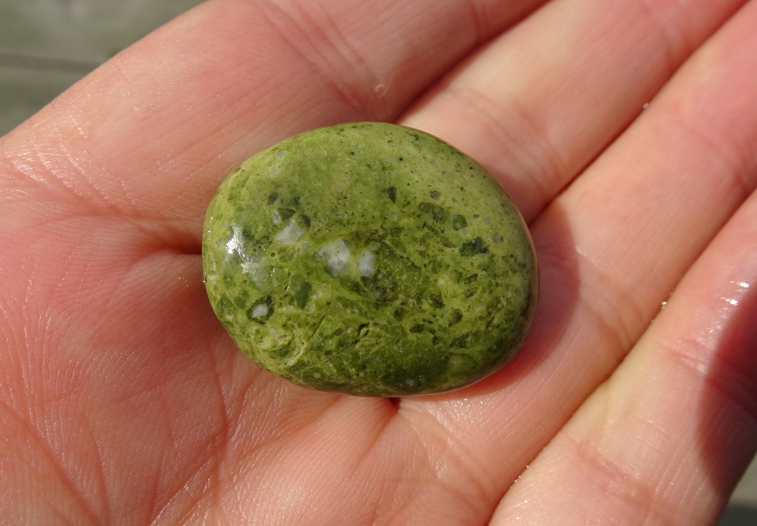 Bright green stone.