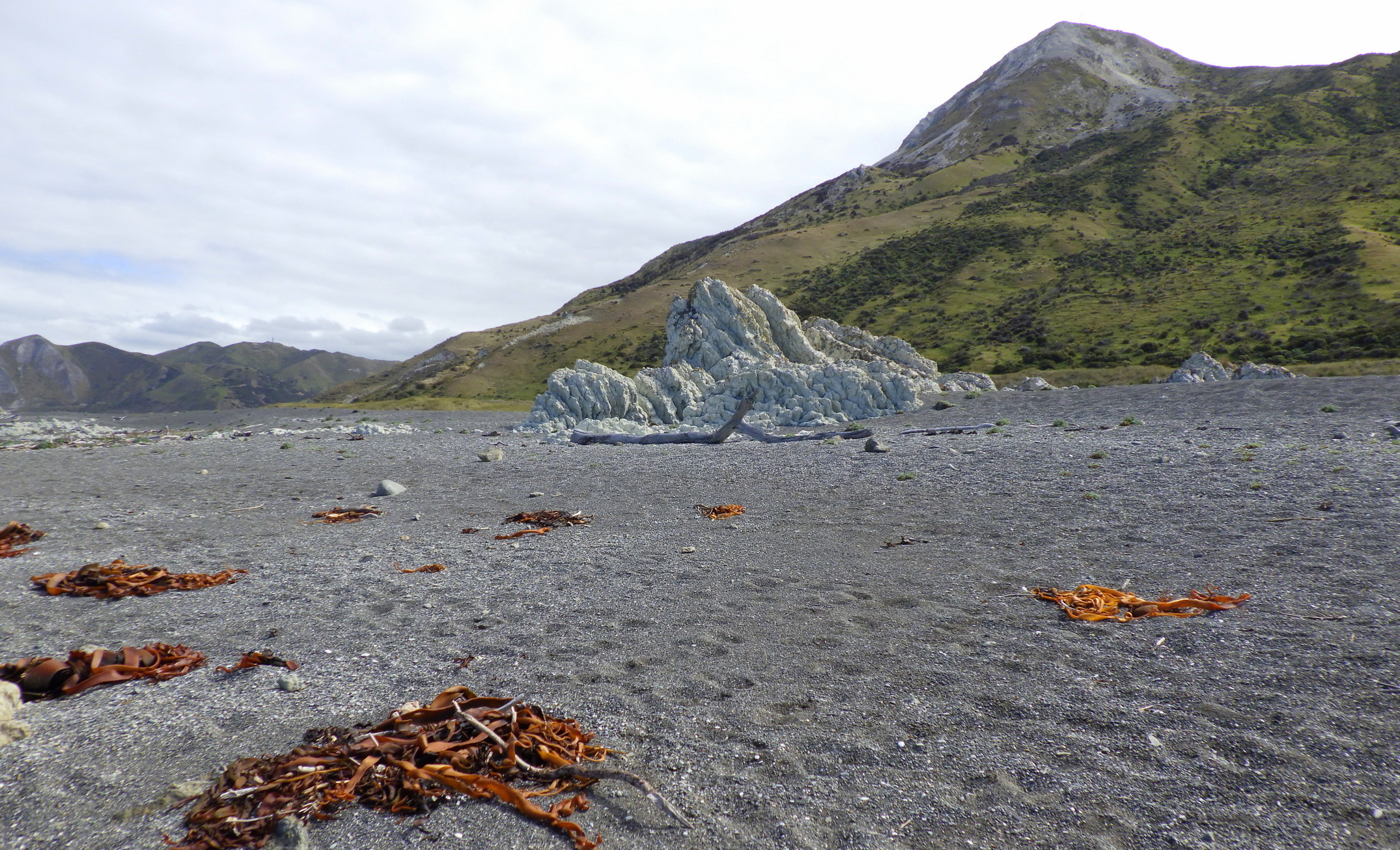 More limestone strata breaking through the sand.