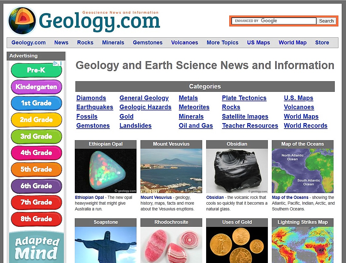 Geology.com home page.