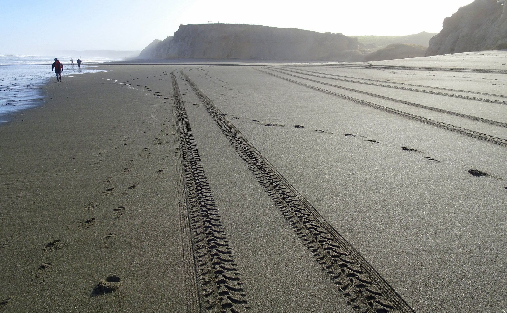 The beach in front of the carpark.