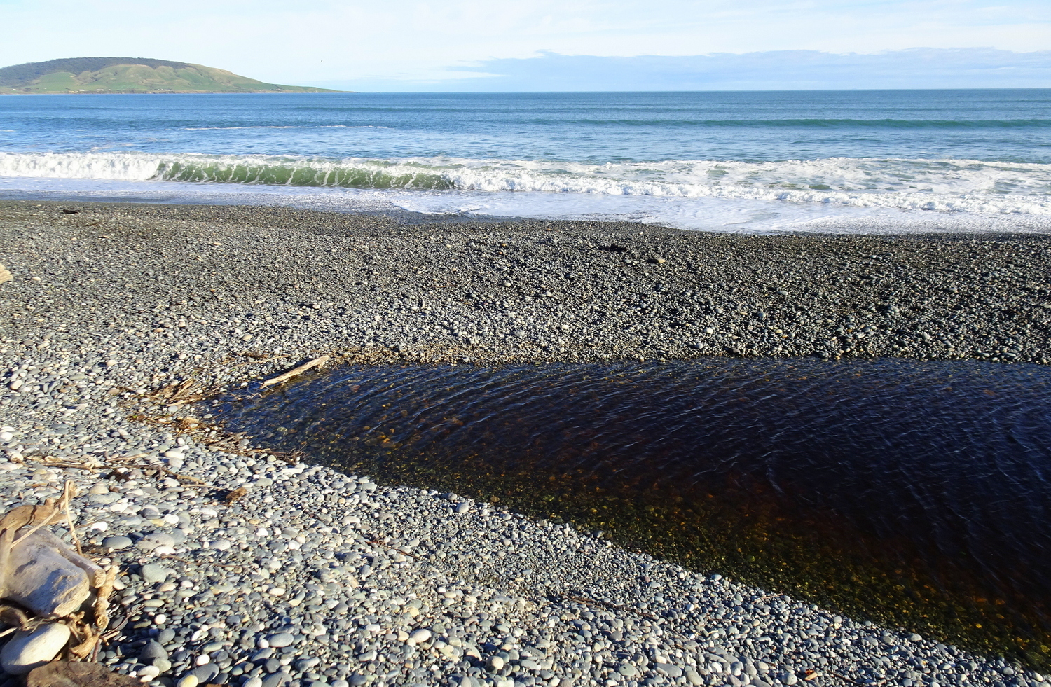 The Waimeamea River, cut off from flowing to the sea.