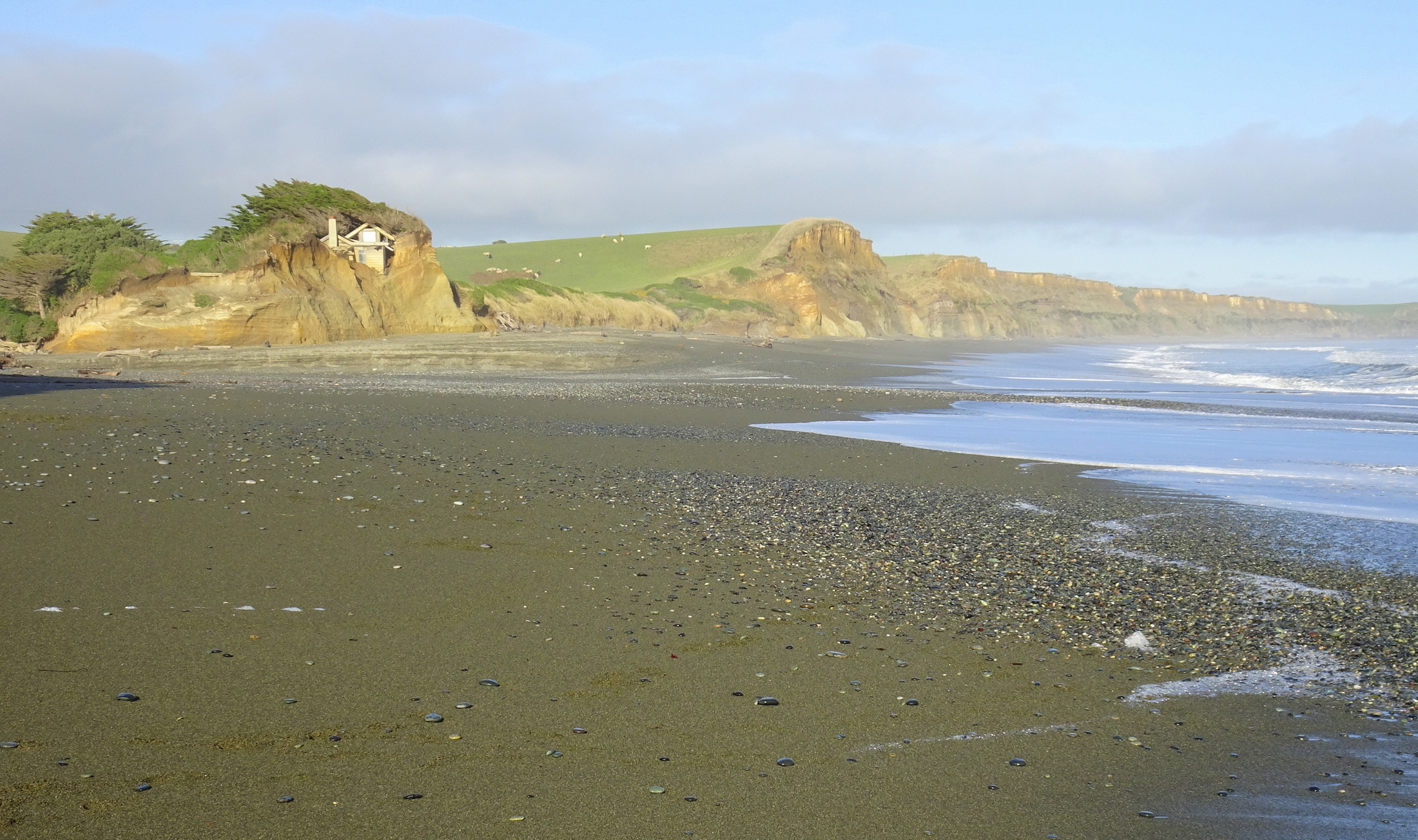 Looking back from the other side of the Taunoa Stream as the stones start to thin out.
