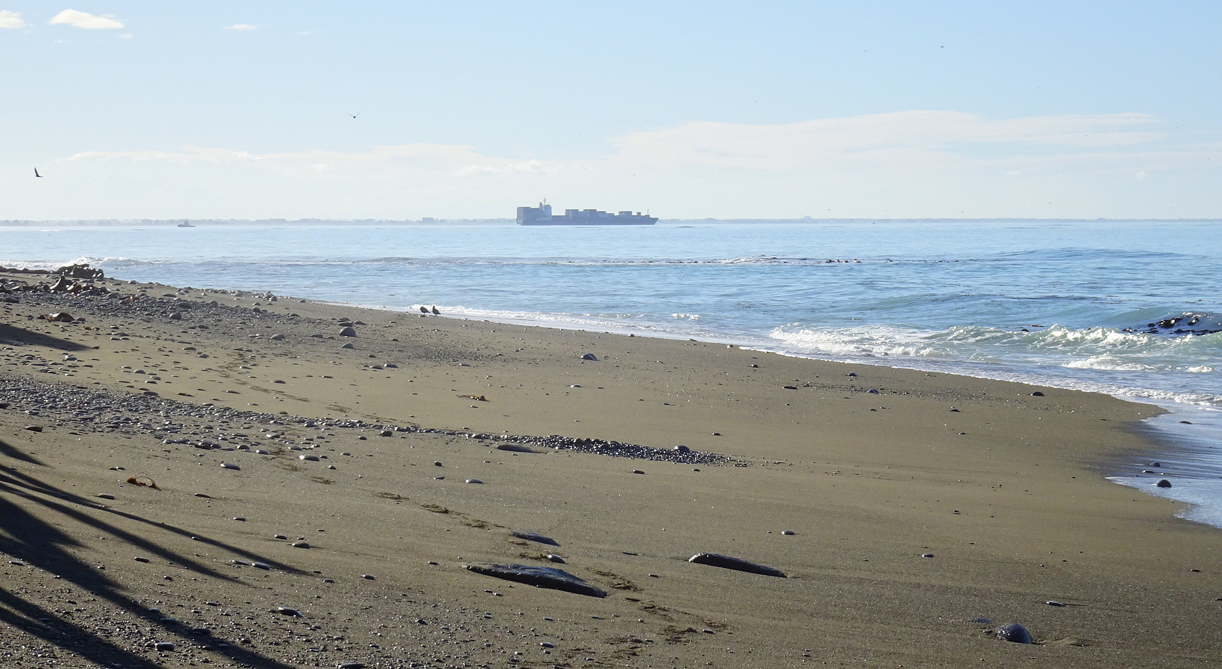 Container ship leaving Timaru Port.