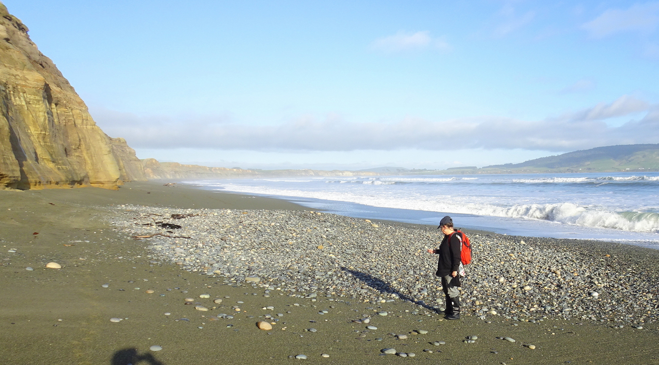 Chrissy at the second large patch of stones on the way to the Waimeamea River.