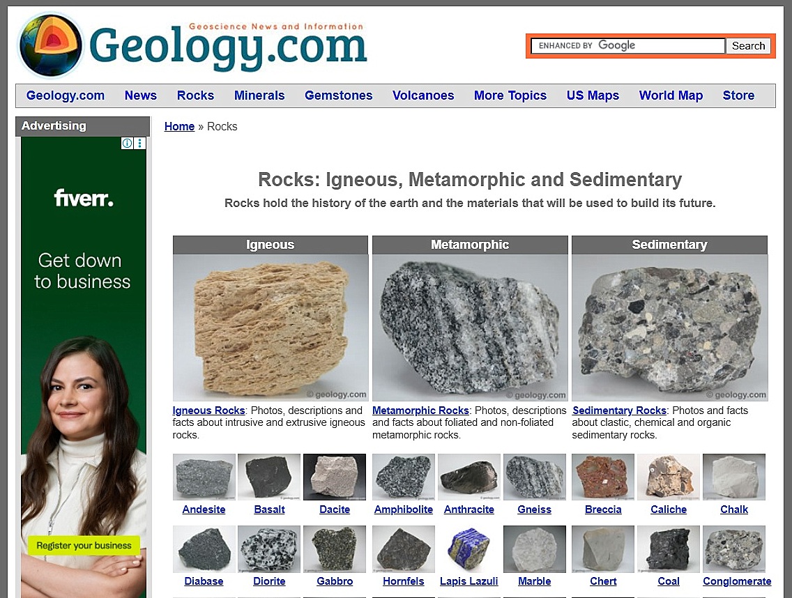 "Rocks" page, Geology.com.