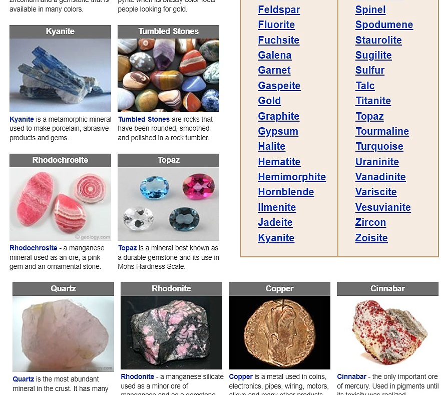 Part of Gemstones" page, Geology.com.