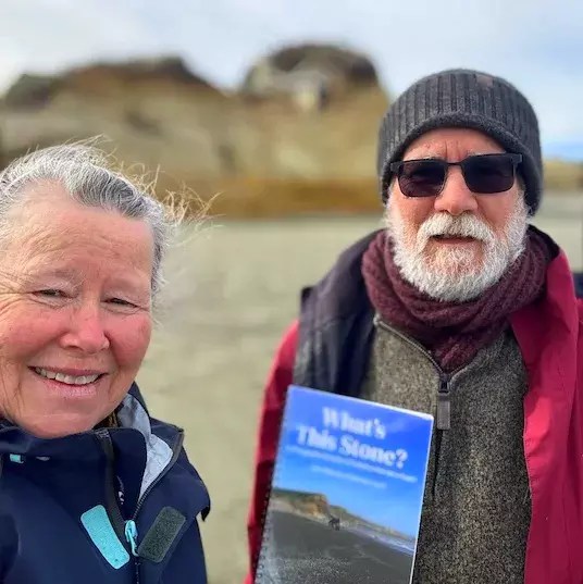 Chrissy and John on Gemstone Beach on a recent winter's day.