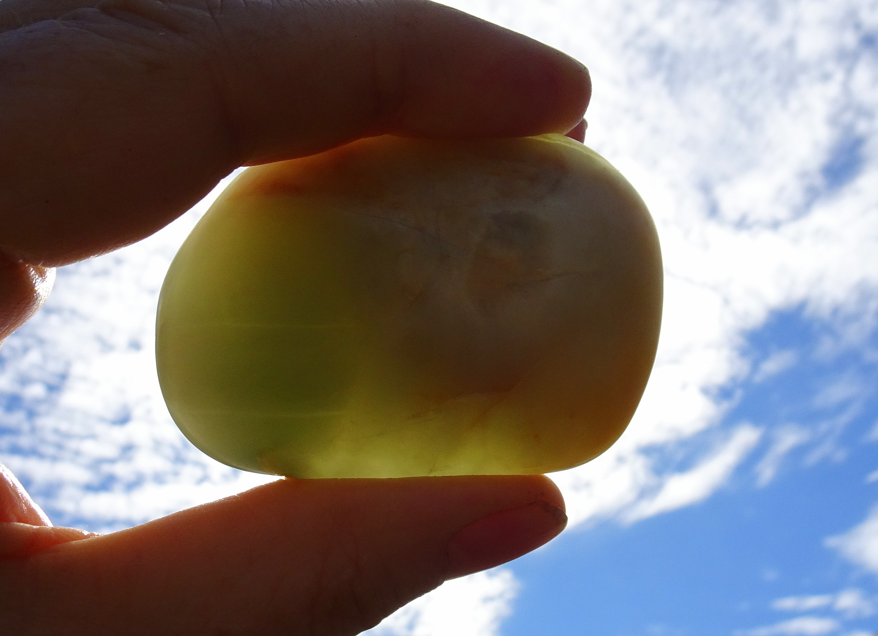 Stone C held up to sunlight.