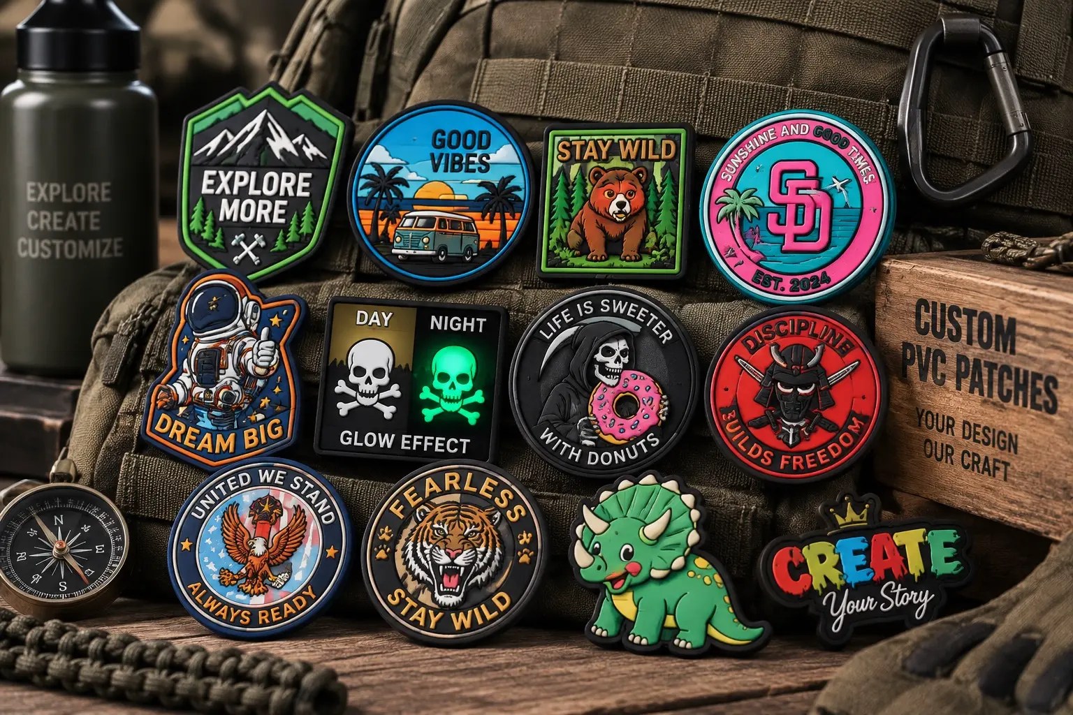 Custom soft PVC patches with 2D and 3D relief