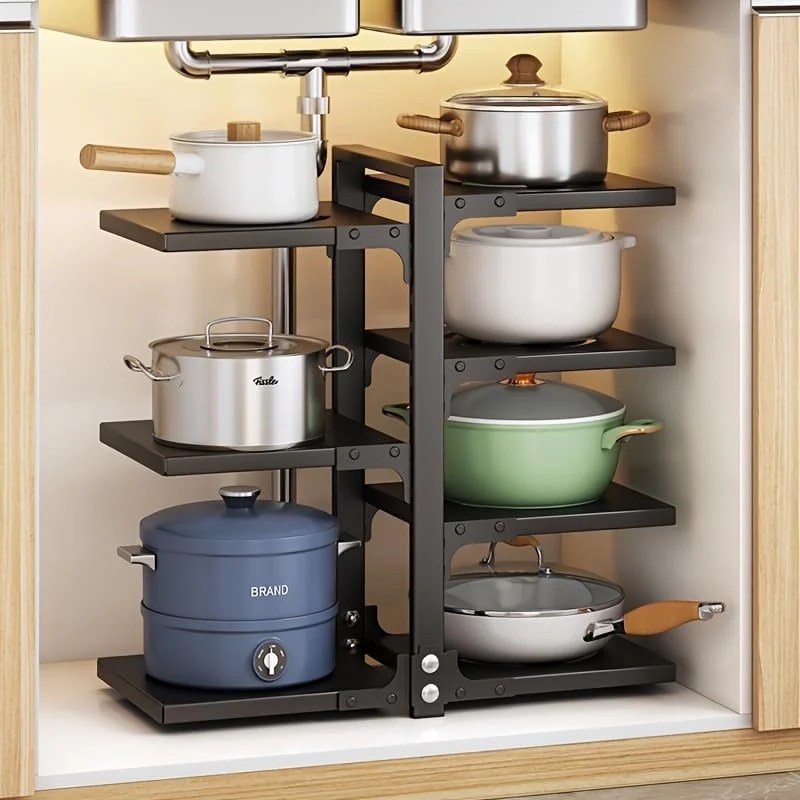 Pot Cabinet Organizer 7 Tier Adjustable Cabinet Rack