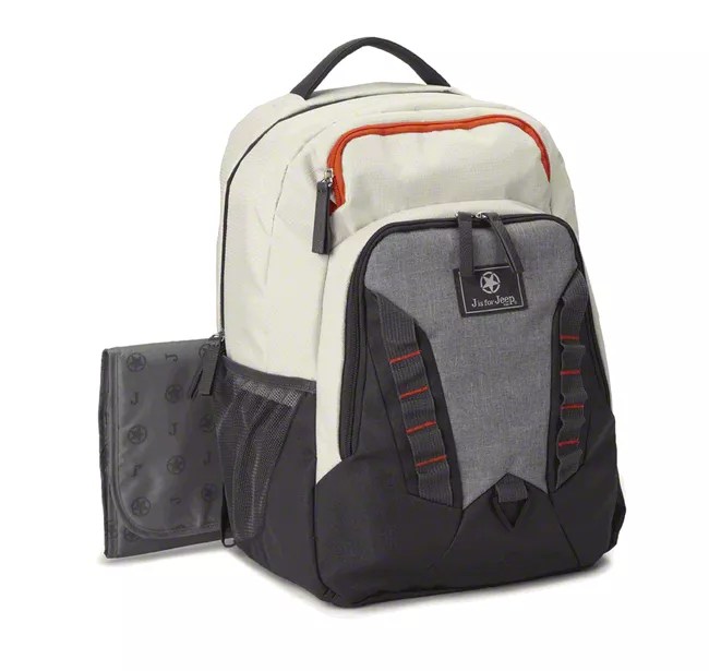 Jeep Wrangler Backpack Diaper Bag White Gray