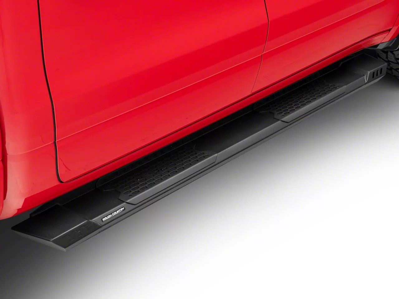 Rough country ram 1500 cab length hd2 running boards; black srb01950