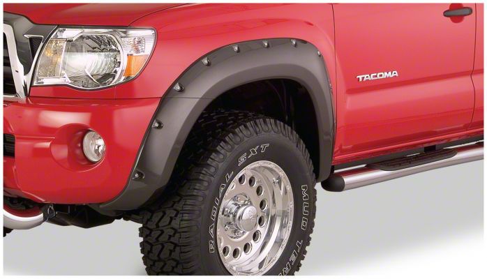 Bushwacker tacoma pocket style fender flares; front; matte black 31053