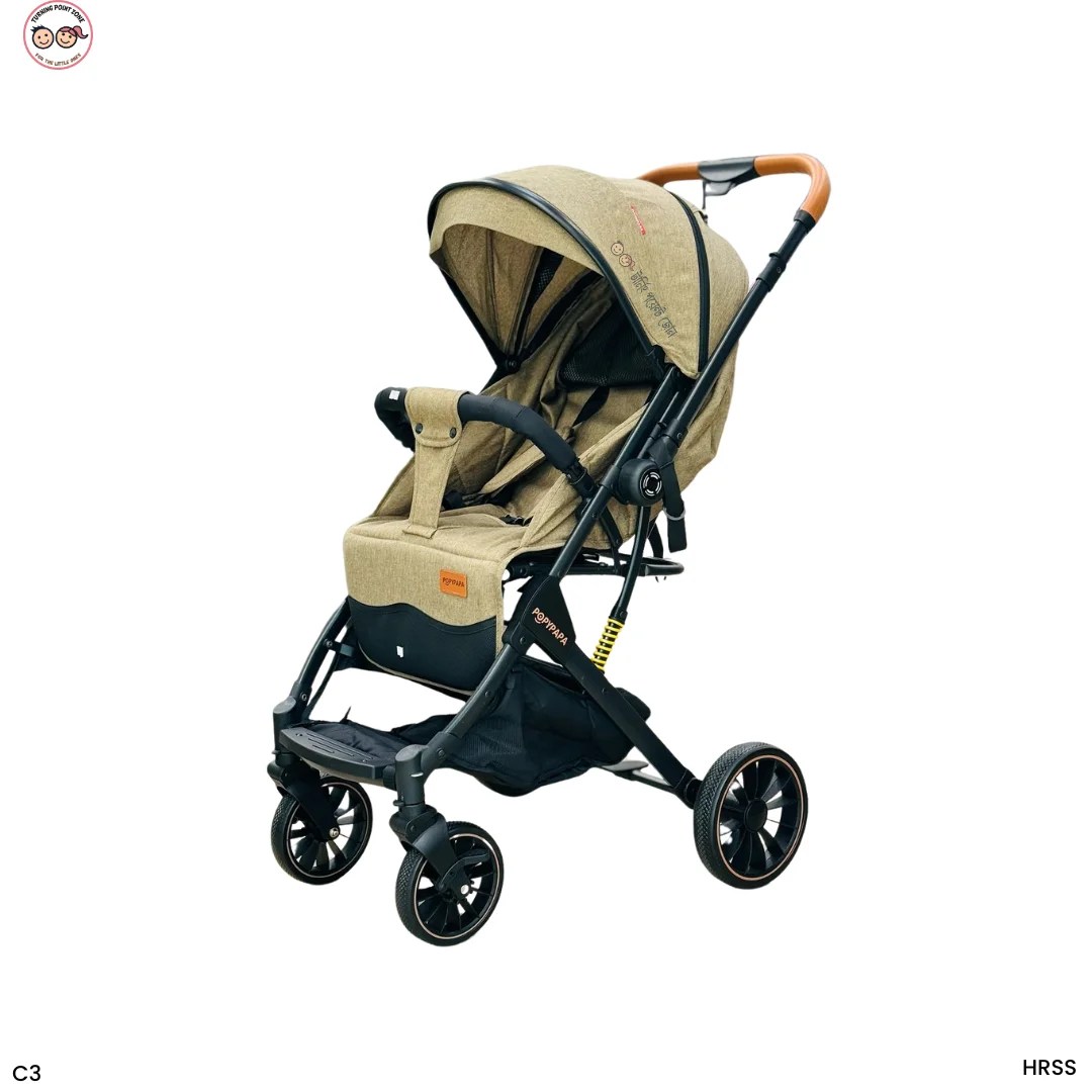 Suitcase-style folding stroller | Popypapa | Brown