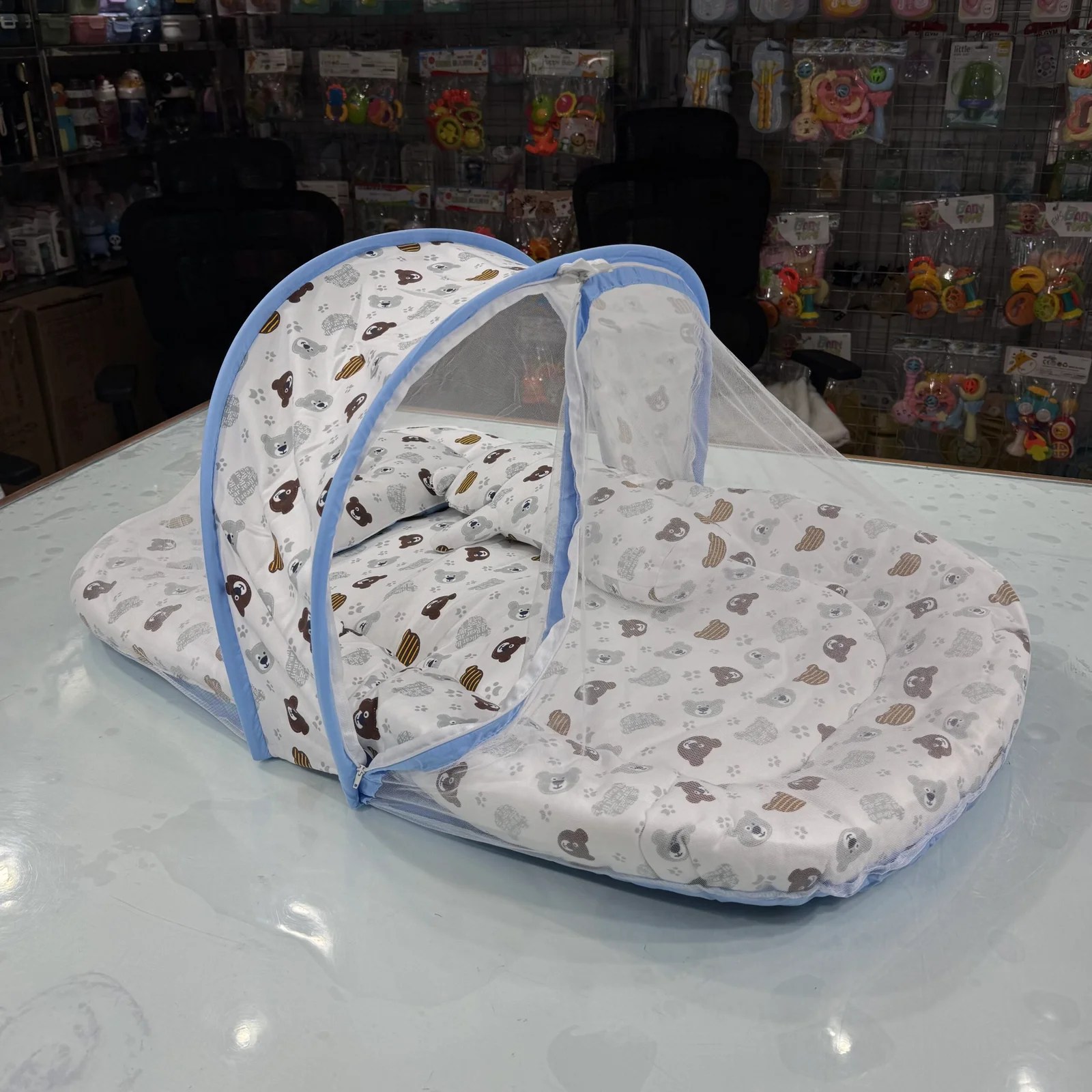 Baby Bedding Set with Mosquito Net Bear - Thailand(Blue)