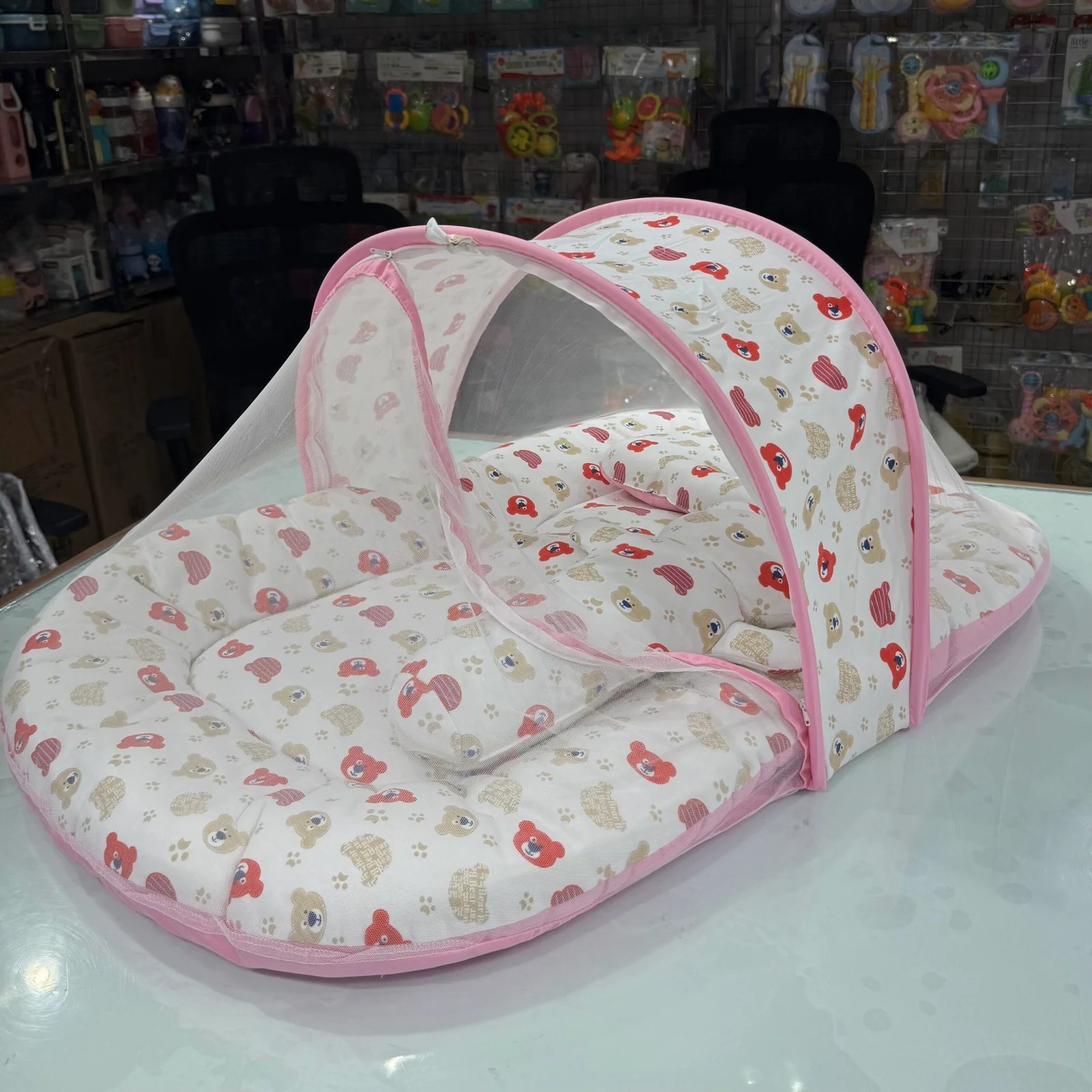 Baby Bedding Set with Mosquito Net Bear - Thailand(Pink)