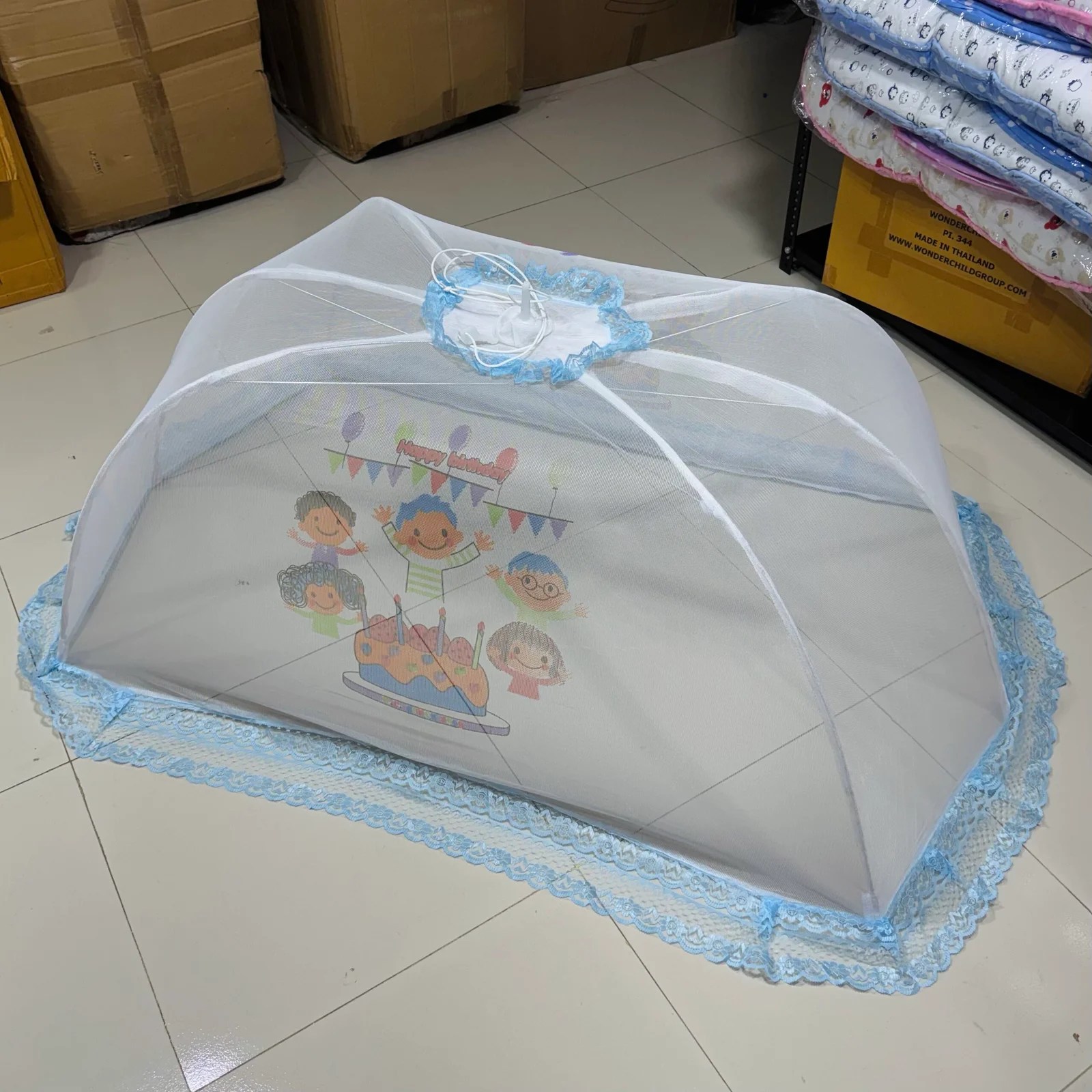 Eagle Printed Mosquito Net Light Blue - LL