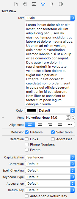 Text view attributes