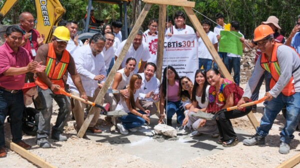 Impulsan Mara Lezama y Mario Delgado nueva infraestructura educativa en Cancún con el inicio de construcción del CBTIS 301 de Cuna Maya