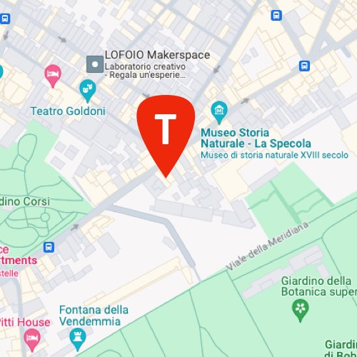 Map showing Tuscan Taste wine bar on Via Romana in Florence
