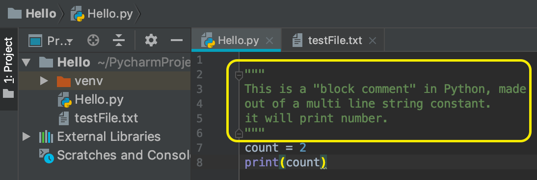 Python Comments Block Syntax | Multiline Comment Example - EyeHunts