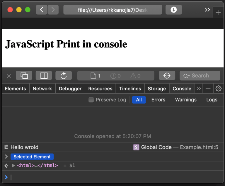 JavaScript Print to Console Object Div Page Button EyeHunts