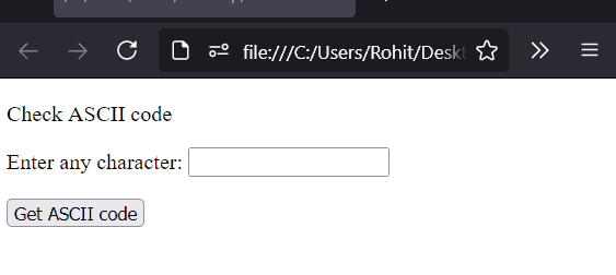 JavaScript get ASCII code | User input Example code