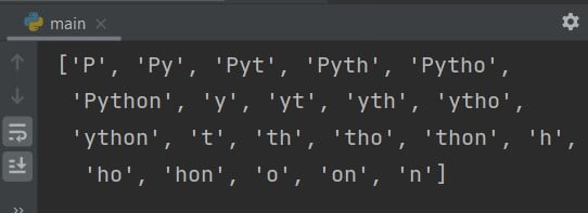 Find all substrings of a string Python | Example code