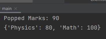 Python dictionary pop function