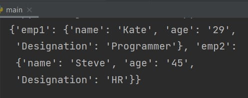 Python update nested dictionary | Example code