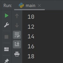 Write a program to display even numbers between 10 and 20 in Python