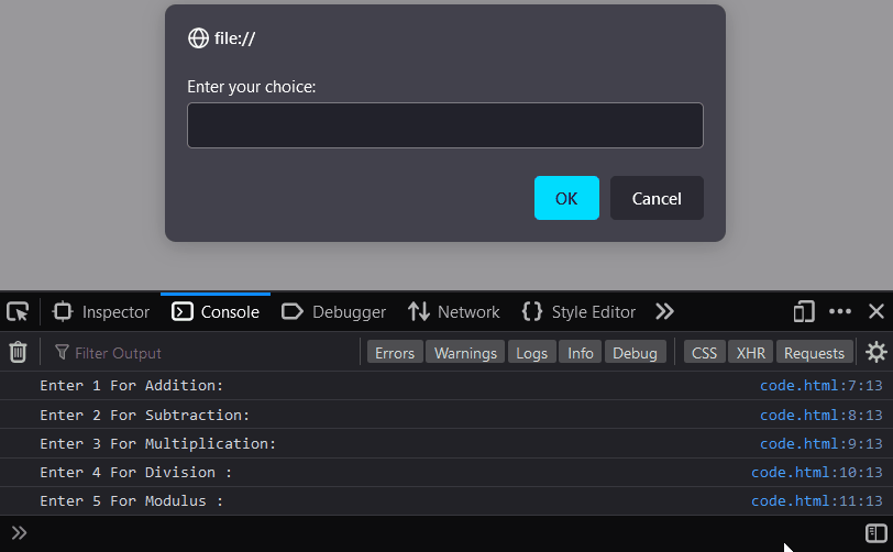 Arithmetic operations using switch case in JavaScript | Code