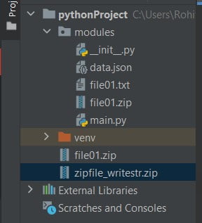 Python zipfile write