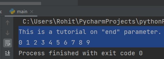 End in Python example