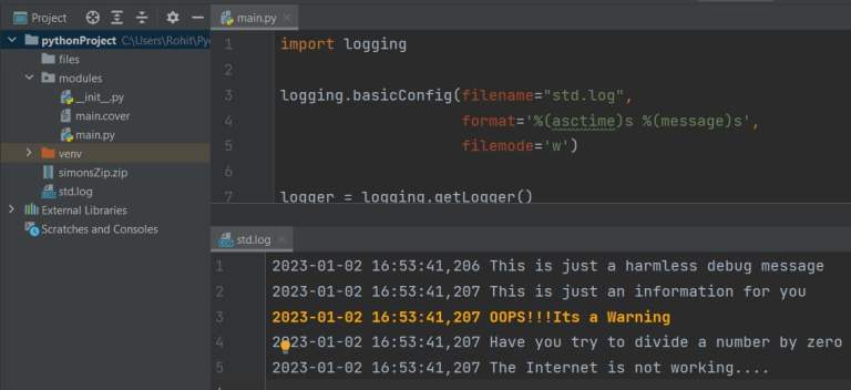 Python write log to text file