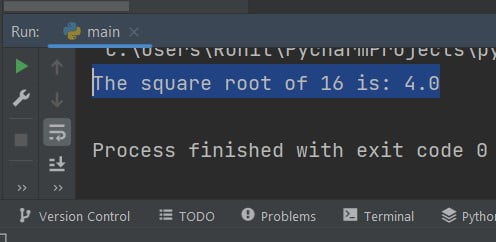 Python math sqrt() function