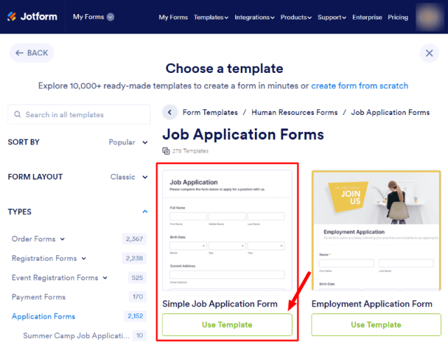 jotform select job application form template How to Create Online Job Application Form with Jotform