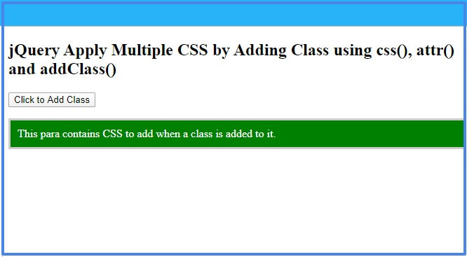 How jQuery Apply Multiple CSS Style to HTML Element