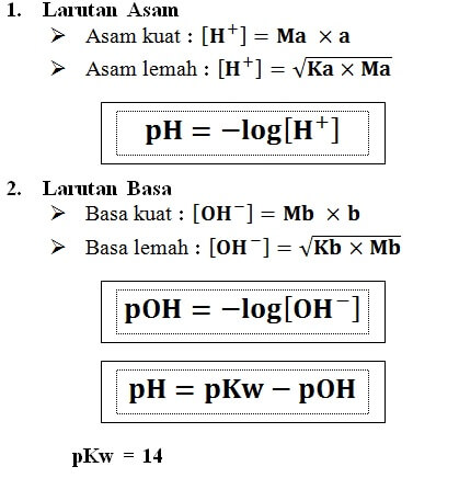 Berdasarkan banyak sedikitnya h+ yang dilepaskan, larutan asam dapat dibagi menjadi 2 yaitu asam kuat dan asam lemah. Rumus Ph