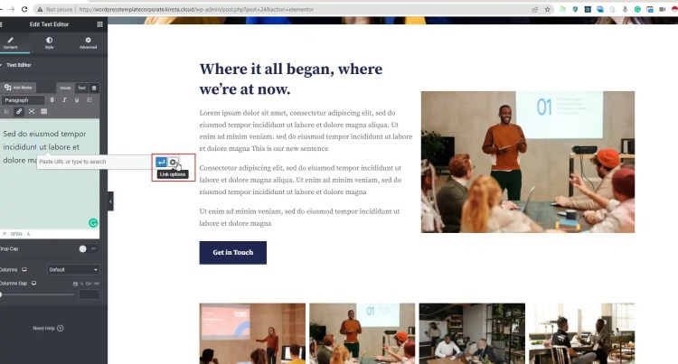 Choosing a page to link to