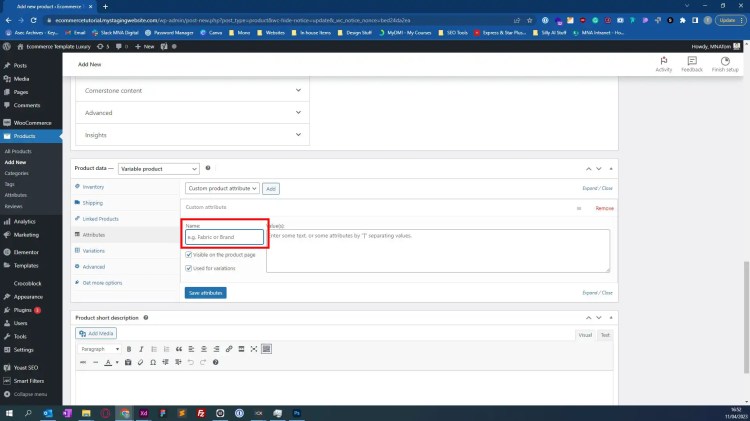The attribute Name box