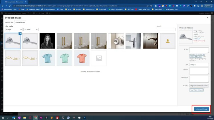 Selecting the product image