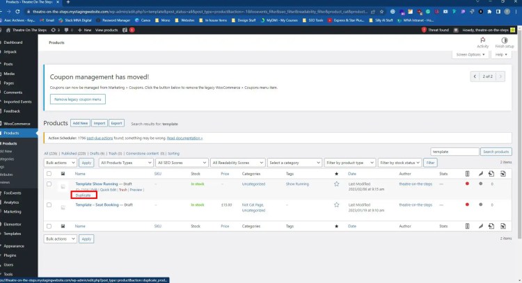 Duplicating the template show