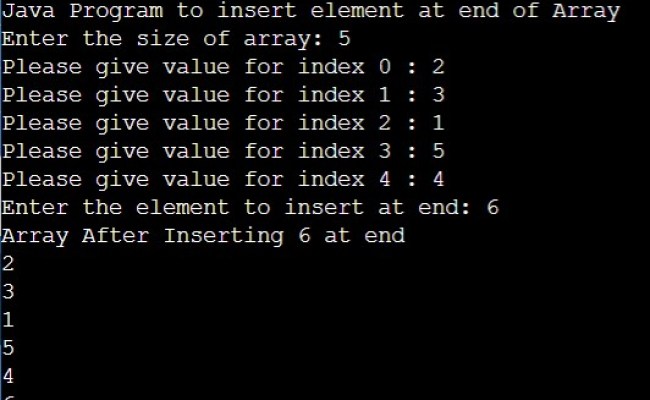 Java Program To Insert An Element At End Of An Array - Tutorial World