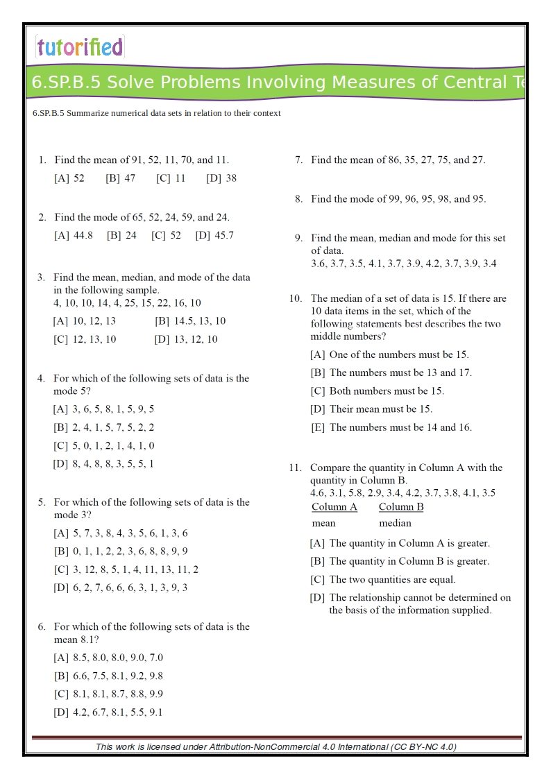 6th grade common core math worksheets