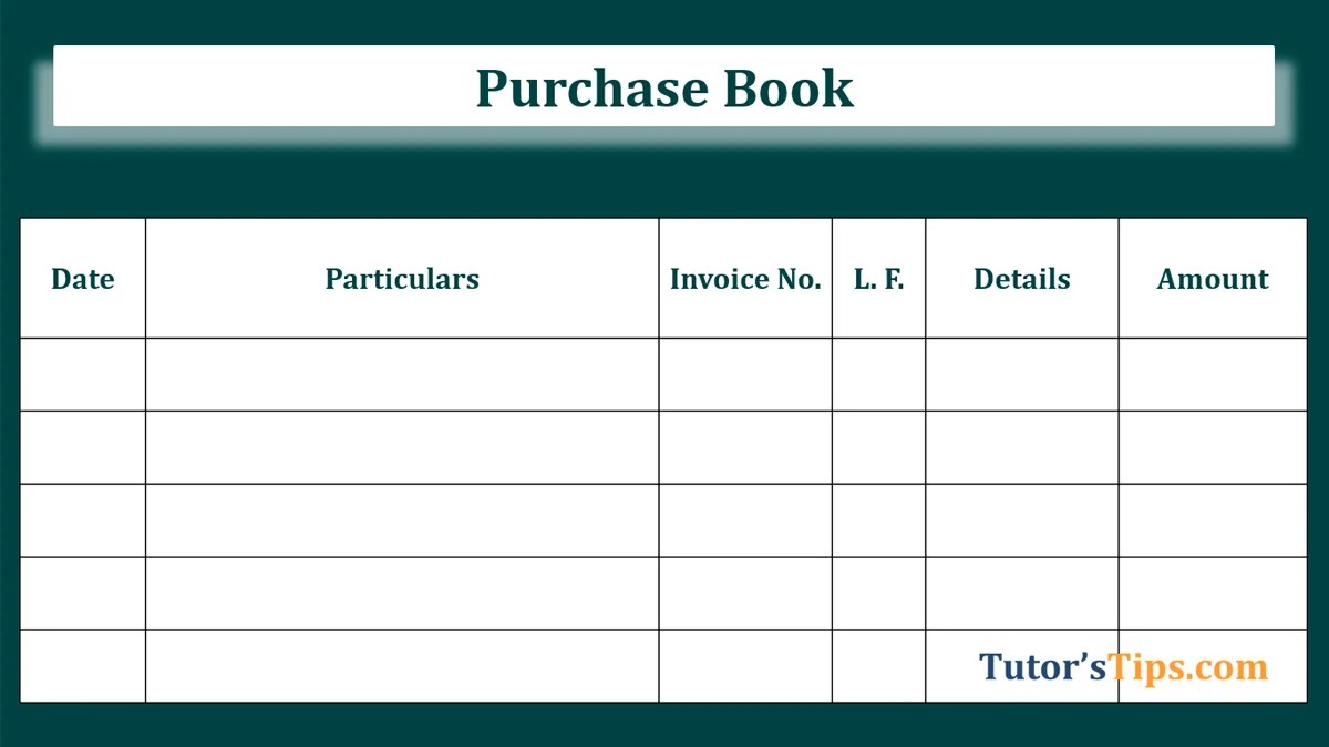 Purchase Book Types Examples Subsidiary Books Tutor S Tips