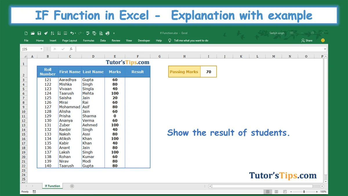 Excel Formula Archives - Tutor's Tips