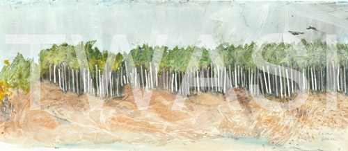 'Raven Beach' by Elle Salt Watercolour 17.5 x 40.5 £220