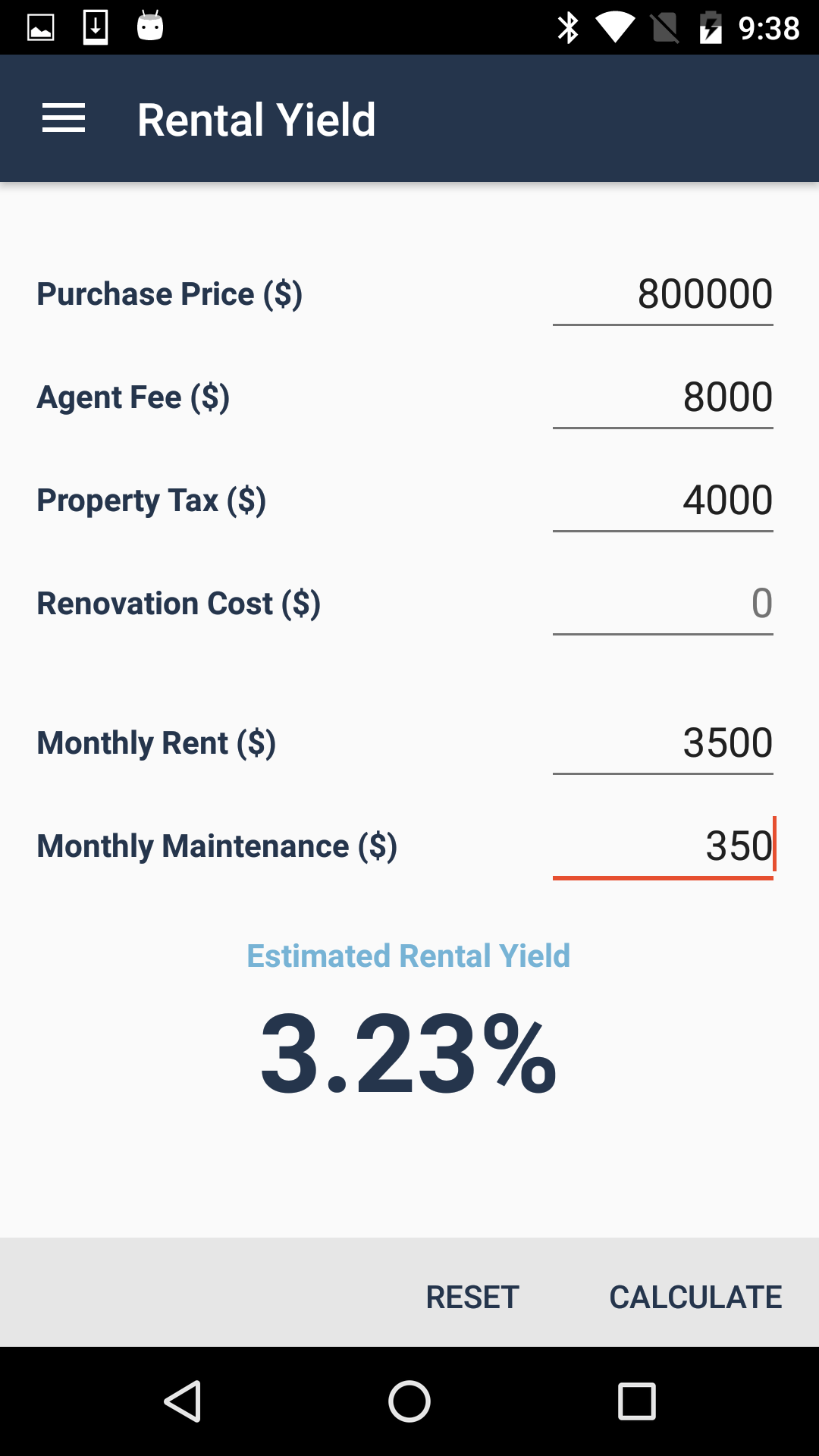 SG Property Toolkit PRO (Android) - Rental Yield Calculator